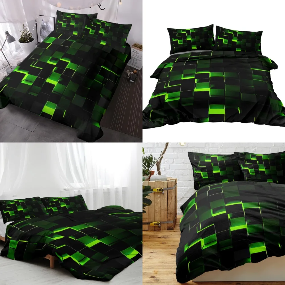 Green Black Abstract Geometric Style Digital Dimensional Square Shaped Cubes Comforter Cover Set - 3 PCS Bedding Set
Green Black Abstract Geometric Style Digital Dimensional Square Shaped Cubes Comforter Cover Set - 3 PCS Bedding Set
