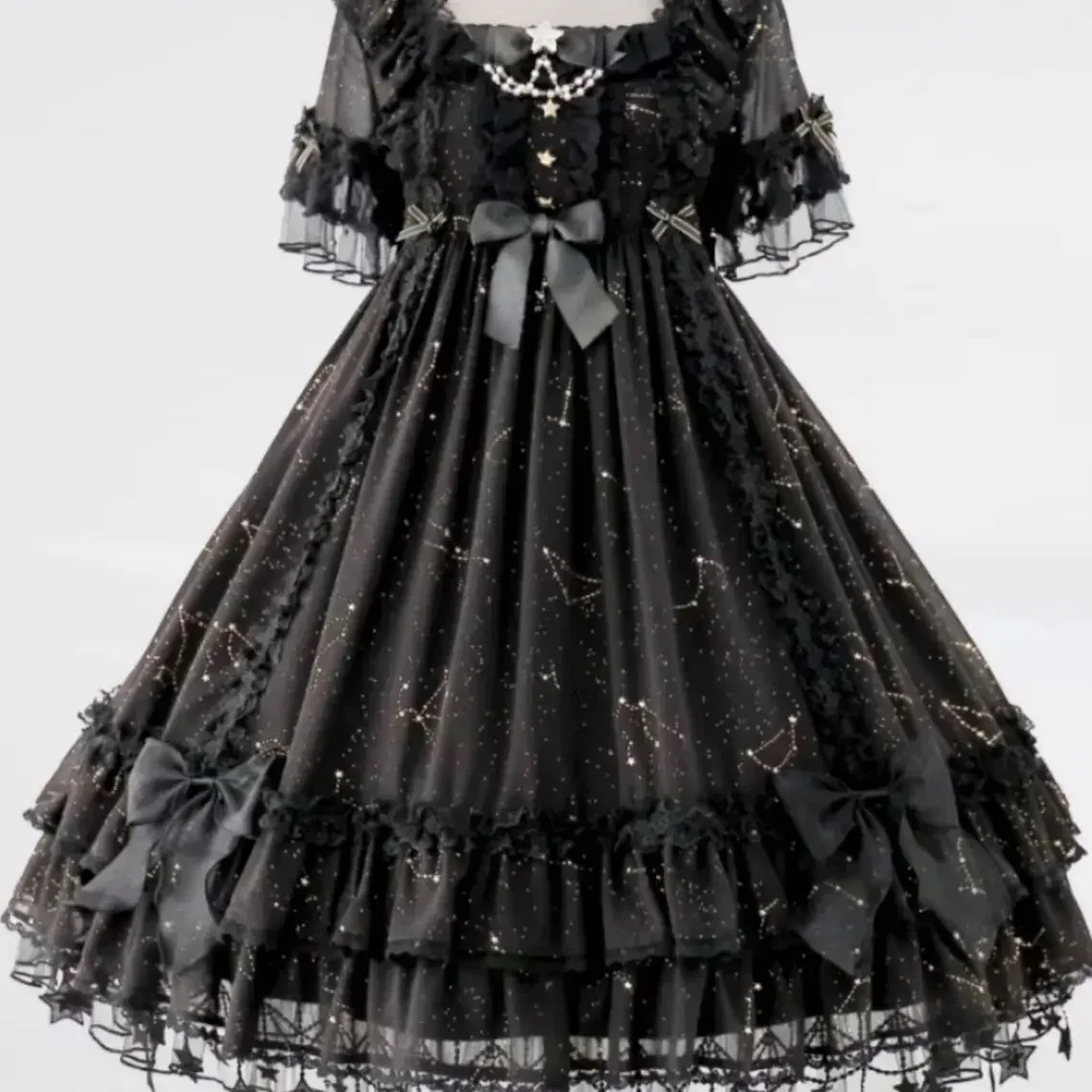 Gothic Square Collar Ruffles Lace Black Dress Women Sweet Short Sleeved OP Party Dresses Summer Daily Gothic Lolita Y2K Dress
Gothic Square Collar Ruffles Lace Black Dress Women Sweet Short Sleeved OP Party Dresses Summer Daily Gothic Lolita Y2K Dress
