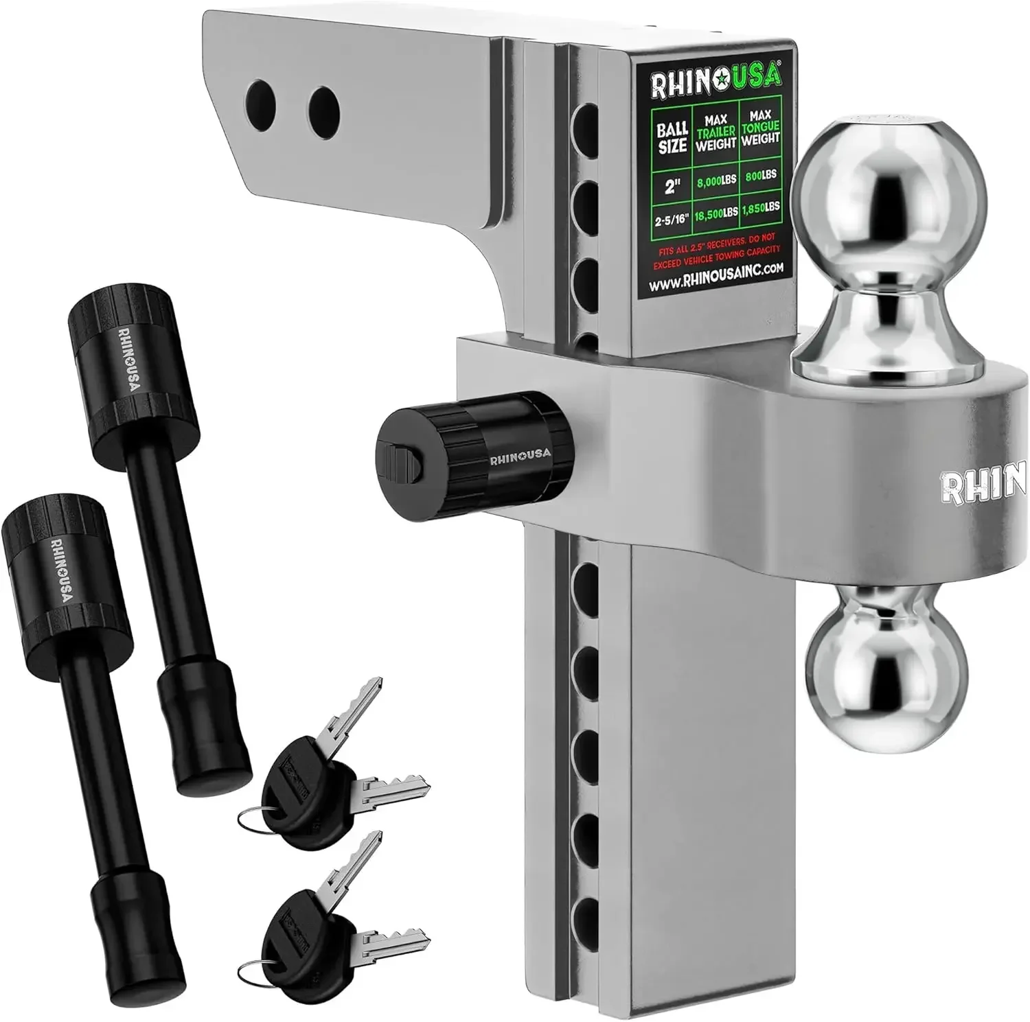 Adjustable Trailer Hitch (Fits 2.5-Inch Receiver)-Heavy Duty Aluminum Tow Hitches with 6-Inch Drop/Rise for Truck (12,
Adjustable Trailer Hitch (Fits 2.5-Inch Receiver)-Heavy Duty Aluminum Tow Hitches with 6-Inch Drop/Rise for Truck (12,