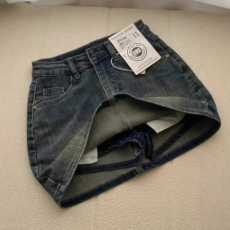 Sexy Retro Denim Skirt Women Anti-Light High Waist A-Line Slimming American Hot Girl Wrap Body Skirt Summer Fashion Mini Skirt
Sexy Retro Denim Skirt Women Anti-Light High Waist A-Line Slimming American Hot Girl Wrap Body Skirt Summer Fashion Mini Skirt
