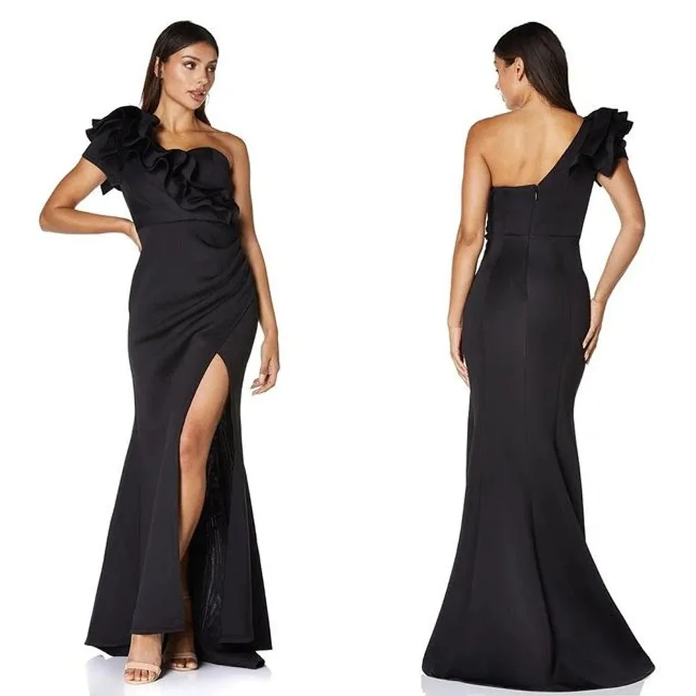 Customized High Quality One Shoulder Wrinkle Black High Fork Zipper Backless A-line Sleeveless Two Piece Prom Dress Gown Dresses
Customized High Quality One Shoulder Wrinkle Black High Fork Zipper Backless A-line Sleeveless Two Piece Prom Dress Gown Dresses