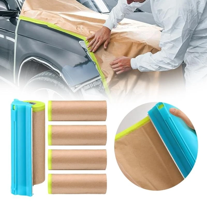 4 Rolls 18" x 80 Feet Pre Taped Masking Paper with build In Cutter Upgrades for Skirting frame & Auto Body protections D2RD
4 Rolls 18" x 80 Feet Pre Taped Masking Paper with build In Cutter Upgrades for Skirting frame & Auto Body protections D2RD