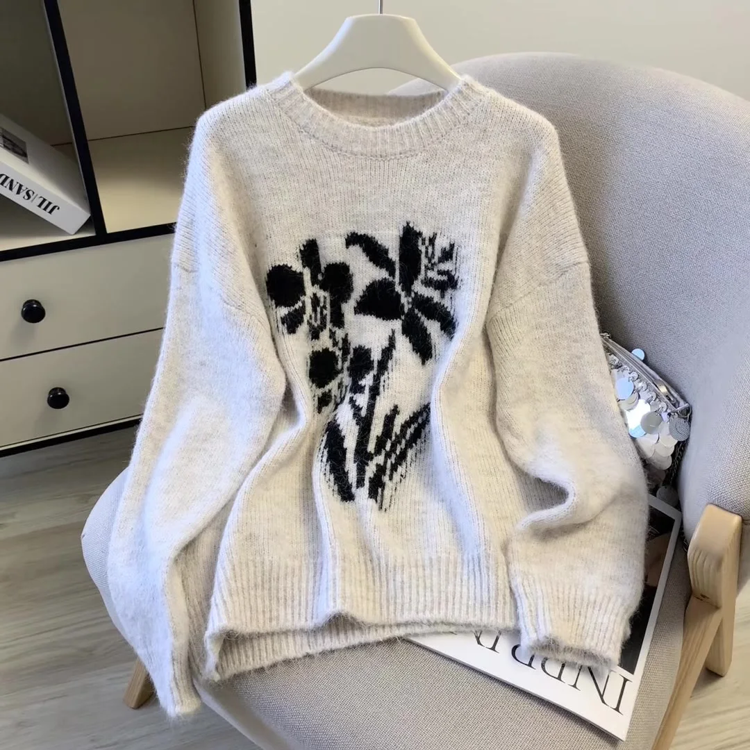 Женский белый жаккардовый пуловер, свитер, винтажный джемпер 2000-х годов Y2k, трикотаж, свитер с длинными рукавами и круглым вырезом, весенне-осенняя одежда 
Женский белый жаккардовый пуловер, свитер, винтажный джемпер 2000-х годов Y2k, трикотаж, свитер с длинными рукавами и круглым вырезом, весенне-осенняя одежда