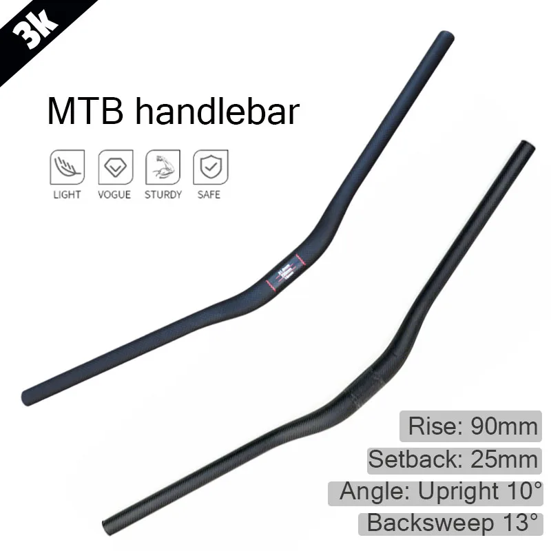 Full Carbon Fiber Mountain Bike Handlebar 90mm Rise 25mm Backsweep 31.8x660-760mm Matt Finish for Climbing Race
Full Carbon Fiber Mountain Bike Handlebar 90mm Rise 25mm Backsweep 31.8x660-760mm Matt Finish for Climbing Race