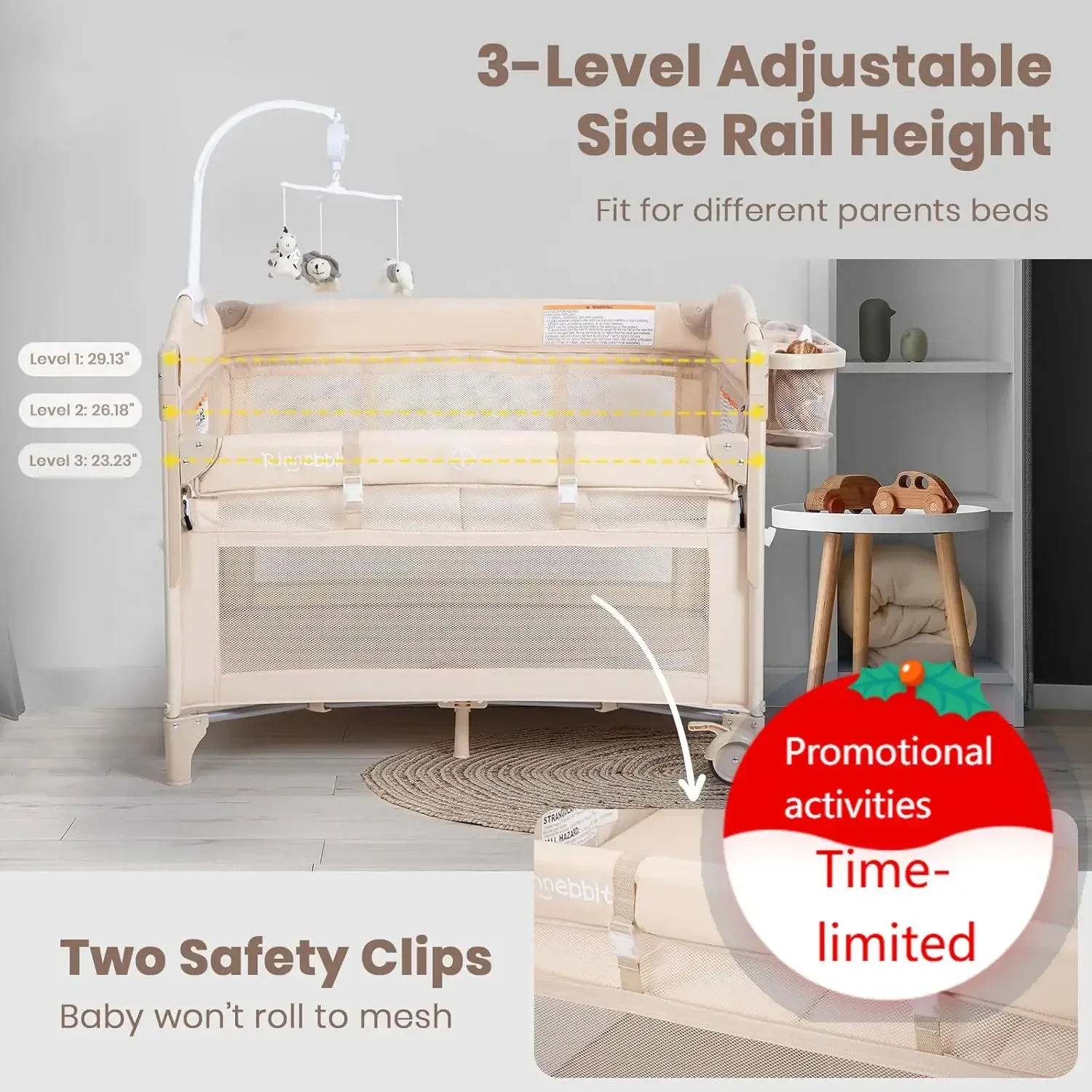 Rinnebbit Baby Bassinets Bedside Sleeper, 4 in 1 Portable Bedside Crib w/Mattress, Diaper Changer, Storage Basket, Music Box, Ca
Rinnebbit Baby Bassinets Bedside Sleeper, 4 in 1 Portable Bedside Crib w/Mattress, Diaper Changer, Storage Basket, Music Box, Ca