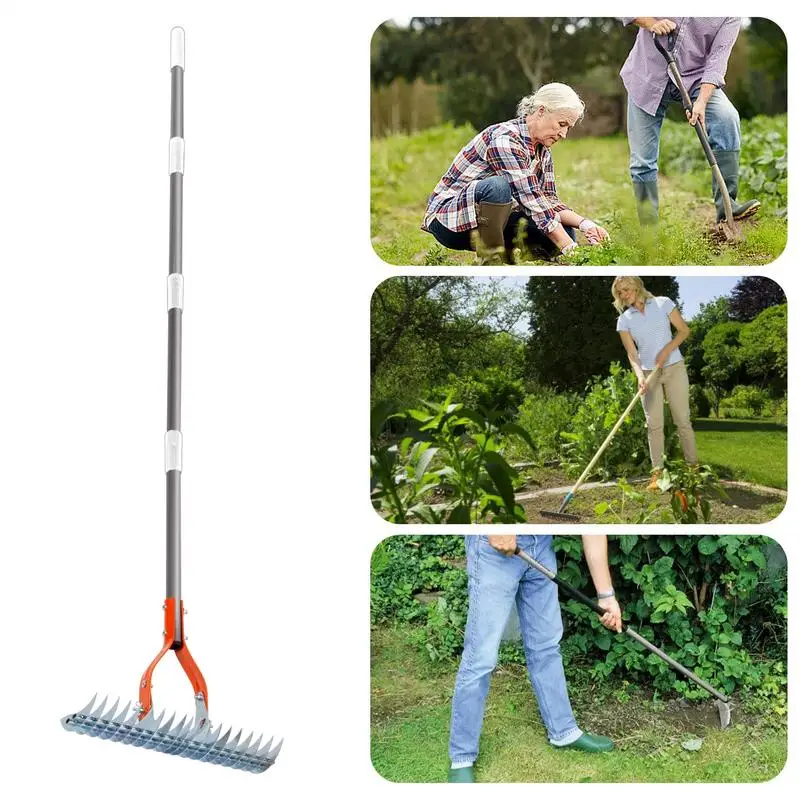 Garden Rake For Gardening Adjustable Long Handle Cultivator Garden Hand Rake Ergonomic Portable Thatch Rake
Garden Rake For Gardening Adjustable Long Handle Cultivator Garden Hand Rake Ergonomic Portable Thatch Rake