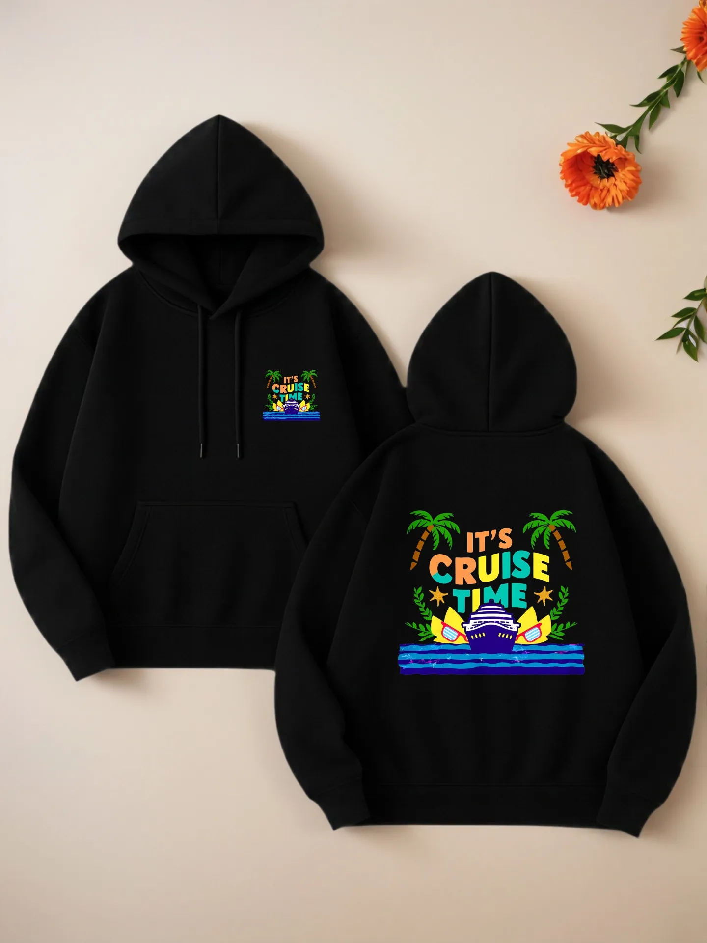Cruise - Theme Graphic Print Essential Hoodie, Casual Aesthetic Design, Fleece Lined, Vacation Outfit for Women
Cruise - Theme Graphic Print Essential Hoodie, Casual Aesthetic Design, Fleece Lined, Vacation Outfit for Women