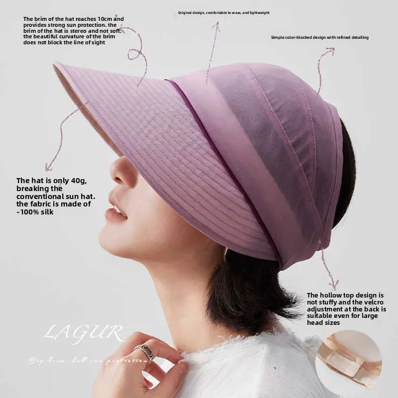 100% Mulberry Silk Summer Sun Visor Hat for Women UPF50+ UV Protection Breathable Adjustable Hollow Top Outdoor Beach Travel Cap
100% Mulberry Silk Summer Sun Visor Hat for Women UPF50+ UV Protection Breathable Adjustable Hollow Top Outdoor Beach Travel Cap