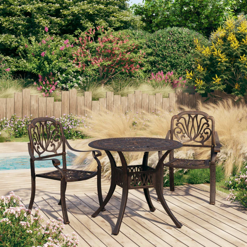 3 Piece Bistro Set Cast Aluminum Bronze Outdoor Table and Chair Sets Outdoor Furniture Sets
3 Piece Bistro Set Cast Aluminum Bronze Outdoor Table and Chair Sets Outdoor Furniture Sets