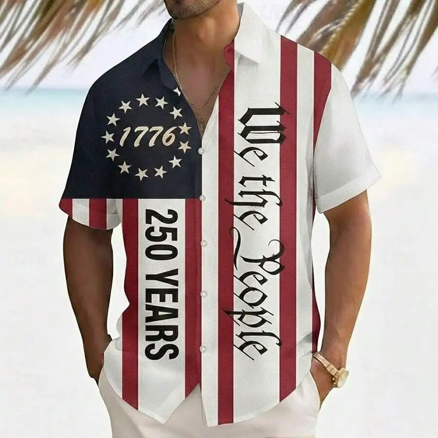 Mens Patriotic USA Flag Shirt 250th Anniversary We The People Short Sleeve Button Up Casual Hawaiian Shirt
Mens Patriotic USA Flag Shirt 250th Anniversary We The People Short Sleeve Button Up Casual Hawaiian Shirt