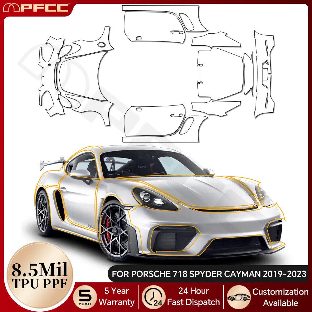 For Porsche 718 Spyder Cayman GT4 GT4RS 2019-2023 8.5Mil TPU Paint Protection Film Pre-cut PPF Clear Bra Car Body Anti-Scratch
For Porsche 718 Spyder Cayman GT4 GT4RS 2019-2023 8.5Mil TPU Paint Protection Film Pre-cut PPF Clear Bra Car Body Anti-Scratch