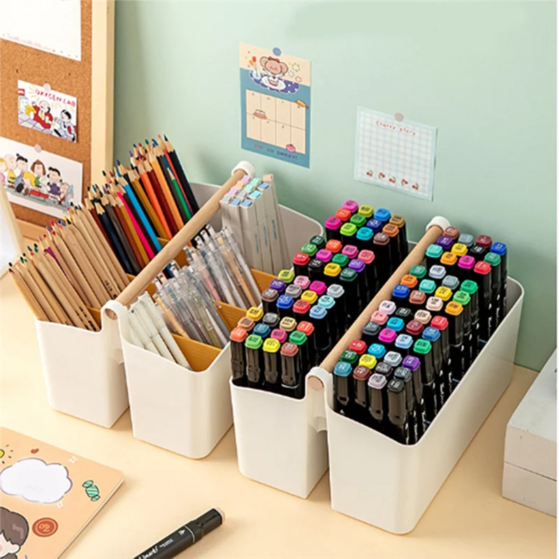 2 Piece Pen Holder Desk Caddys With Wooden Handle Art Crafts Storage Organizer With Adjustable Compartment (White/Blue)
2 Piece Pen Holder Desk Caddys With Wooden Handle Art Crafts Storage Organizer With Adjustable Compartment (White/Blue)