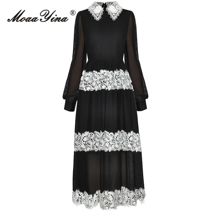 Autumn Fashion Designer Vintage Hit Color Dress Women's Lantern Sleeve Lace Spliced High Waist Slim A-LINE Long Dresses
Autumn Fashion Designer Vintage Hit Color Dress Women's Lantern Sleeve Lace Spliced High Waist Slim A-LINE Long Dresses