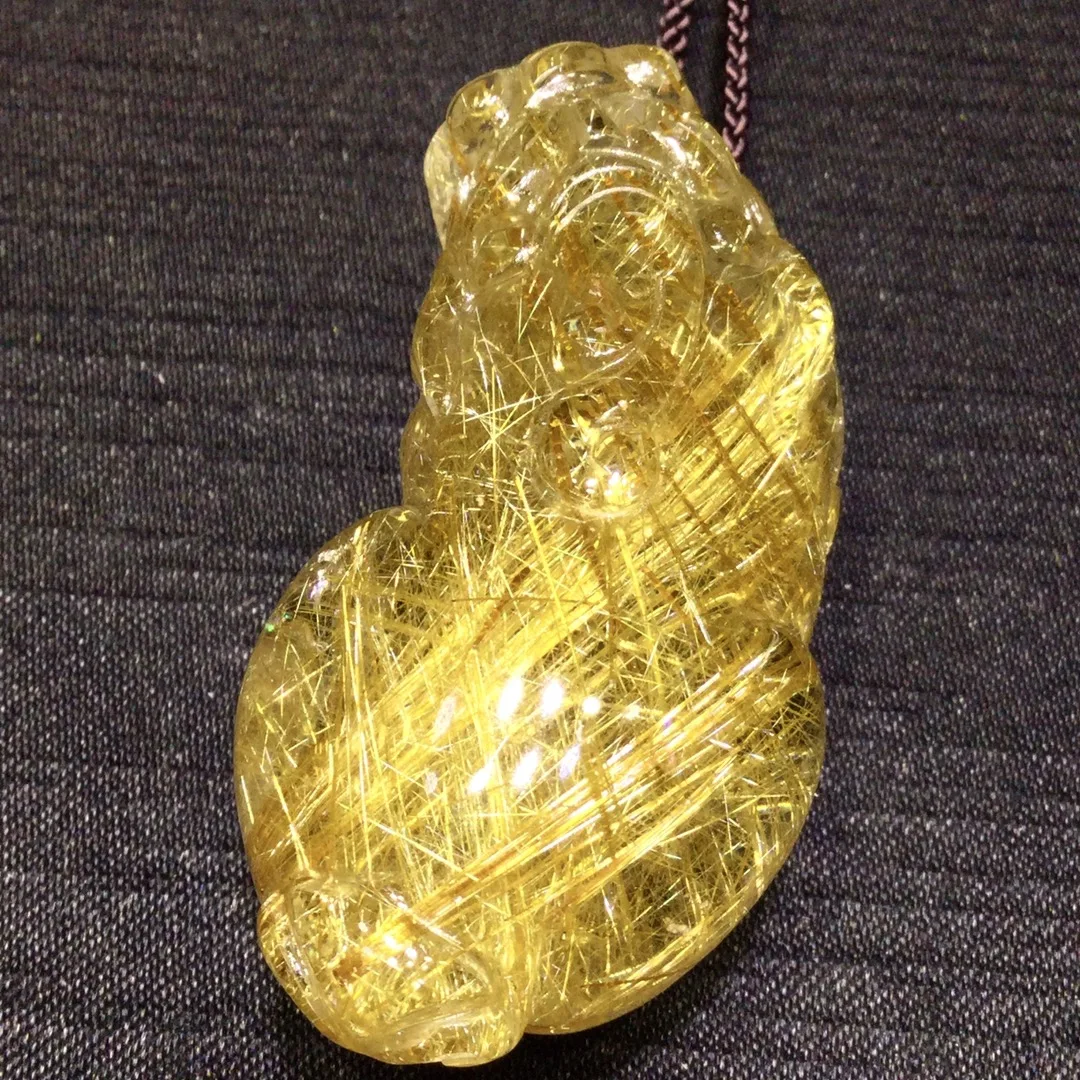 Natural Gold Rutilated Quartz Pendant Jewelry 51*26*22mm Pi Xiu Water Drop Flower Men Women Brazil AAAAAAA
Natural Gold Rutilated Quartz Pendant Jewelry 51*26*22mm Pi Xiu Water Drop Flower Men Women Brazil AAAAAAA
