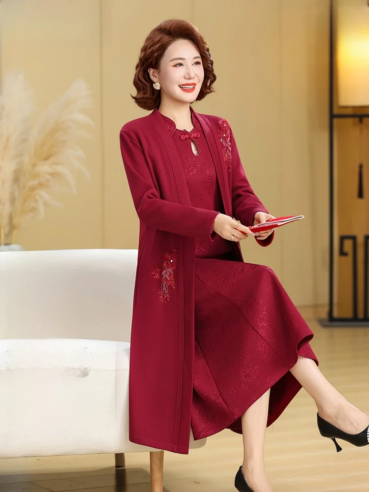 Elegant Double-Breasted Frock Dress Ensemble for Wedding Celebrations Warm Fleece Lined Maternity Two-Piece Set by Hongyuan Xipu
Elegant Double-Breasted Frock Dress Ensemble for Wedding Celebrations Warm Fleece Lined Maternity Two-Piece Set by Hongyuan Xipu