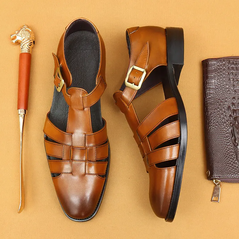 High-end Retro Buckle Roman Sandals Men's Summer Business Casual Genuine Leather British Breathable Toe Beach Sandals
High-end Retro Buckle Roman Sandals Men's Summer Business Casual Genuine Leather British Breathable Toe Beach Sandals