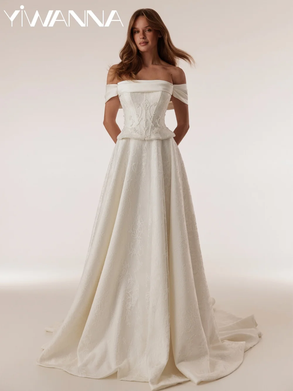 Structured Corset Lace Wedding Dress Shinny Beaded A-line Long Bridal Gown New Customized Off Shoulder Elegant Dresses For Bride
Structured Corset Lace Wedding Dress Shinny Beaded A-line Long Bridal Gown New Customized Off Shoulder Elegant Dresses For Bride