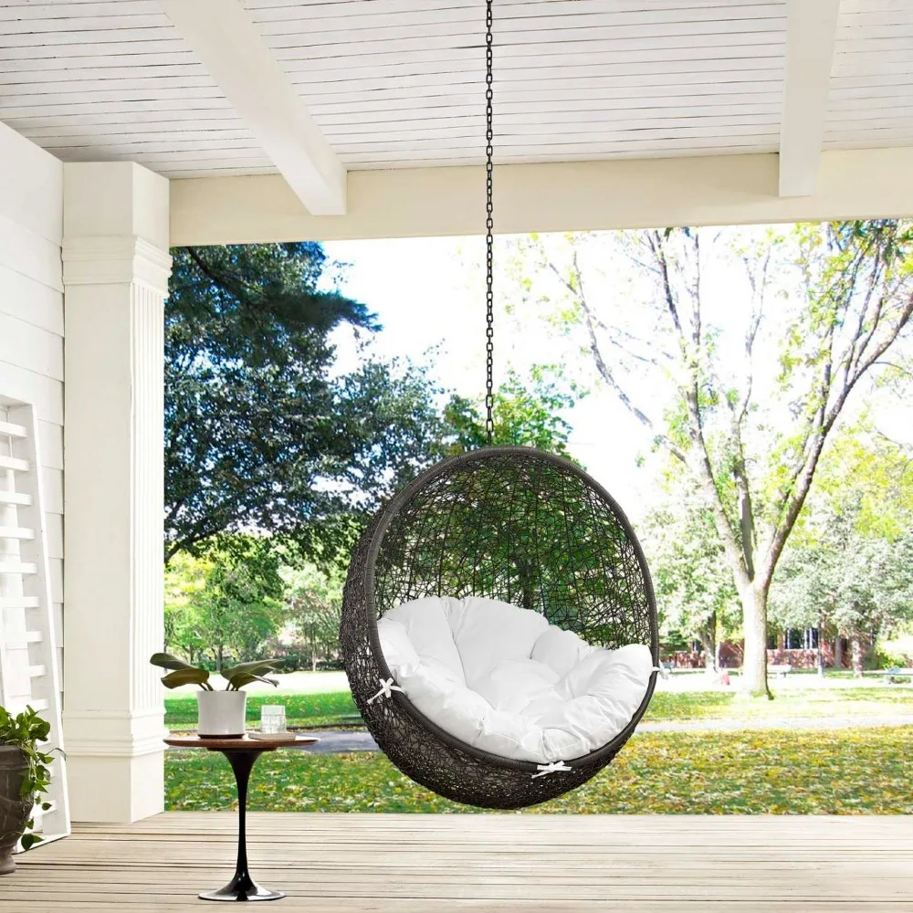 Hide Wicker Rattan Outdoor Patio Swing Chair with Hanging Steel Chain in Gray White, Customized
Hide Wicker Rattan Outdoor Patio Swing Chair with Hanging Steel Chain in Gray White, Customized
