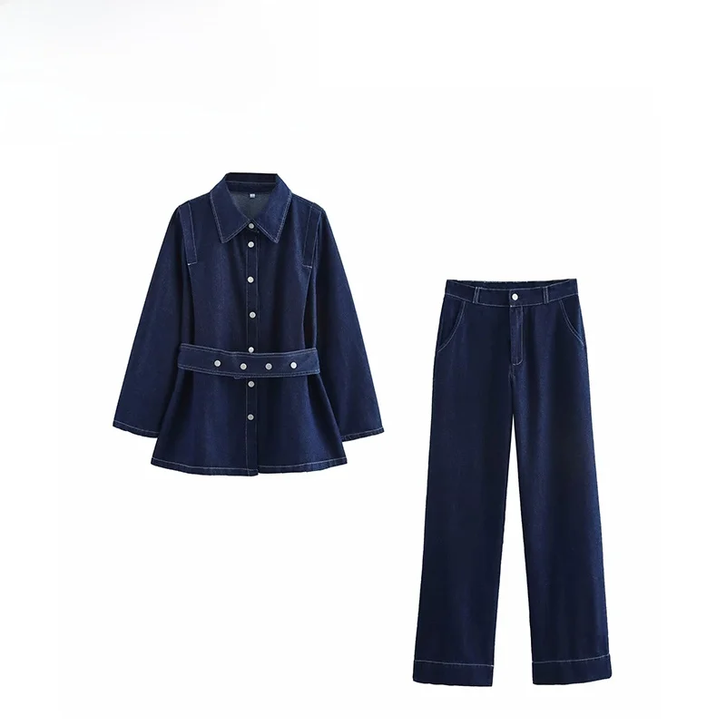 ZBZA Spring New Women's Loose Waed Jeans with Belt Long Pants Faionable Casual Wear Long Sve Button up Top Set
ZBZA Spring New Women's Loose Waed Jeans with Belt Long Pants Faionable Casual Wear Long Sve Button up Top Set