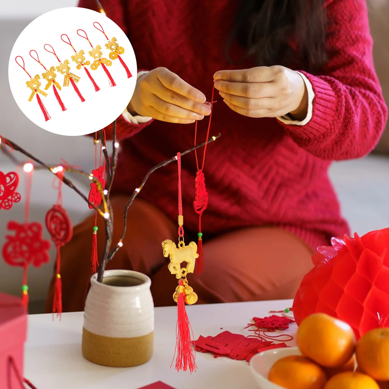 6Pcs Traditional Chinese Horse Tassel Decor Spring Festival Hanging Ornament for Home Office Car Wealth Success Luck Symbol
6Pcs Traditional Chinese Horse Tassel Decor Spring Festival Hanging Ornament for Home Office Car Wealth Success Luck Symbol