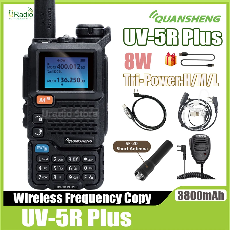 1/2 шт. Quansheng UV-5R Plus рация беспроводная частота копирования 8 Вт 3800 мАч Type-C 200CH UHF VHF AM FM NOAA радио высокой емкости
1/2 шт. Quansheng UV-5R Plus рация беспроводная частота копирования 8 Вт 3800 мАч Type-C 200CH UHF VHF AM FM NOAA радио высокой емкости