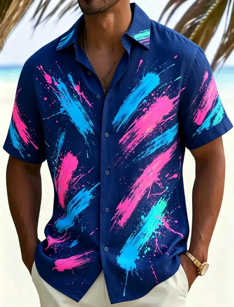 Fashionable Tie Dye Printed Short Sleeved Shirt For men's Casual Loose top, Versatile For Daily Street And Beach Vacations
Fashionable Tie Dye Printed Short Sleeved Shirt For men's Casual Loose top, Versatile For Daily Street And Beach Vacations