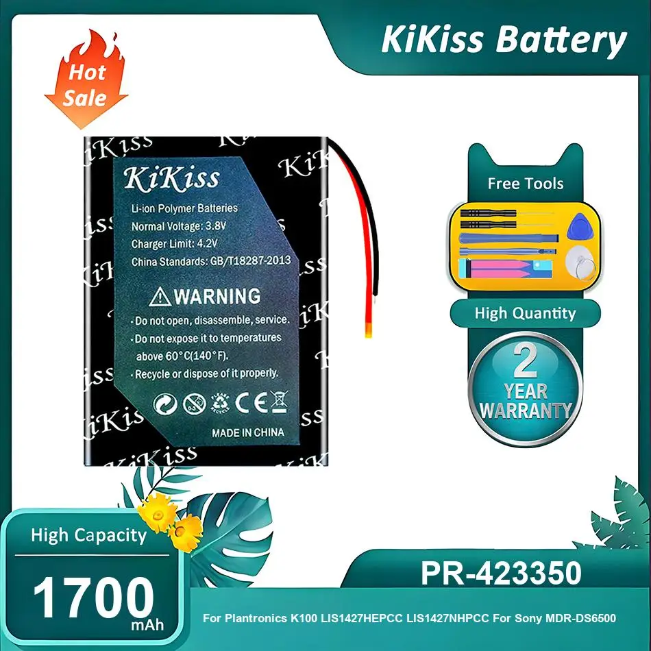 KiKiss Battery For Plantronics K100 LIS1427HEPCC LIS1427NHPCC For Sony MDR-DS6500 MDR-XB950BT,PR-423350,1700mAh
KiKiss Battery For Plantronics K100 LIS1427HEPCC LIS1427NHPCC For Sony MDR-DS6500 MDR-XB950BT,PR-423350,1700mAh