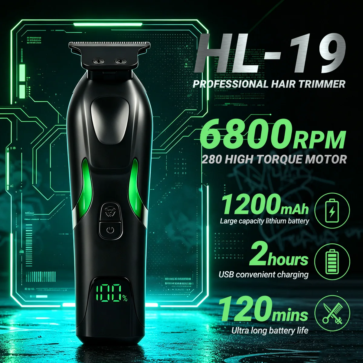 New HL-19 6800RPM 280 Motor Hair Trimmer Household Men's Electric Hair Clipper 1200mAh Long battery life Shaver Haircut Machine
New HL-19 6800RPM 280 Motor Hair Trimmer Household Men's Electric Hair Clipper 1200mAh Long battery life Shaver Haircut Machine