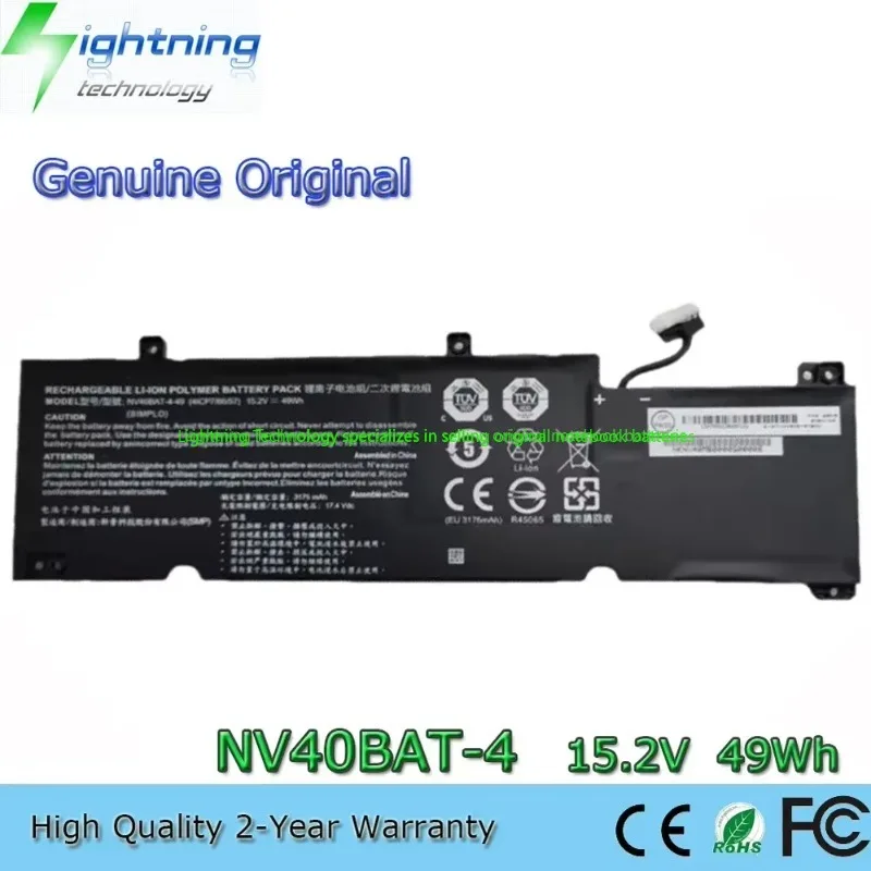2025 Year Genuine NV40BAT-4 15.2V 49Wh Notebook Battery for Clevo NV41PZ NV41MZ NV41ME NV40MB NV41MB NV41RZ NV40BAT-4-49
2025 Year Genuine NV40BAT-4 15.2V 49Wh Notebook Battery for Clevo NV41PZ NV41MZ NV41ME NV40MB NV41MB NV41RZ NV40BAT-4-49