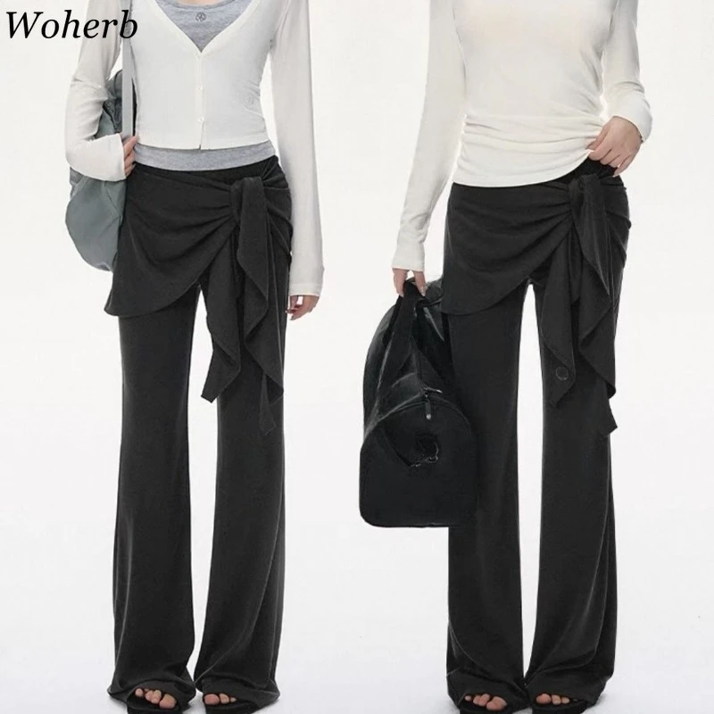 2025 New Bottoms Fashion Flare Pants for Women High Waist Bandage Fake Two Pieces Trousers Korean Pantalon Femme Y2k Clothing
2025 New Bottoms Fashion Flare Pants for Women High Waist Bandage Fake Two Pieces Trousers Korean Pantalon Femme Y2k Clothing