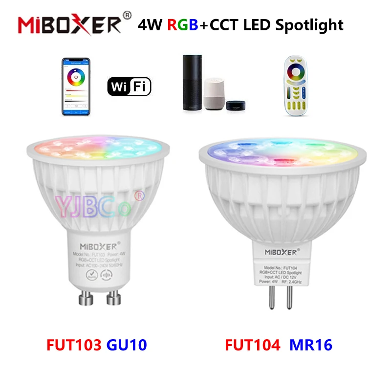 Miboxer 4W RGB CCT LED Spotlight FUT103 GU10 FUT104 MR16 Ceiling LED Smart Bulb 2.4G RF Remote APP Voice Control Dimmable Lamp
Miboxer 4W RGB CCT LED Spotlight FUT103 GU10 FUT104 MR16 Ceiling LED Smart Bulb 2.4G RF Remote APP Voice Control Dimmable Lamp