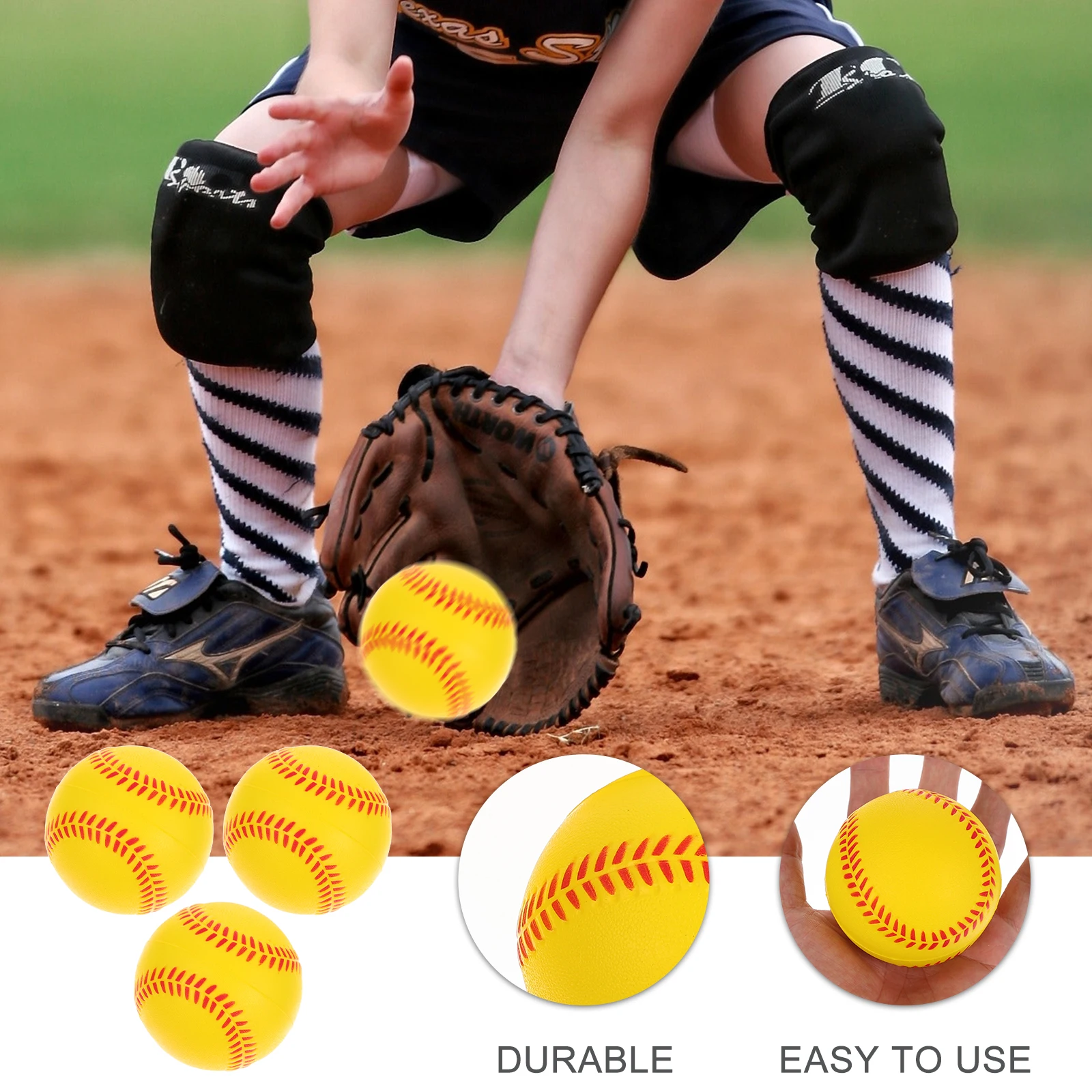 3 Pcs Softball Training Baseball Children Baseballs Toys Outdoor PU Foams Yellow Practice Competition
3 Pcs Softball Training Baseball Children Baseballs Toys Outdoor PU Foams Yellow Practice Competition