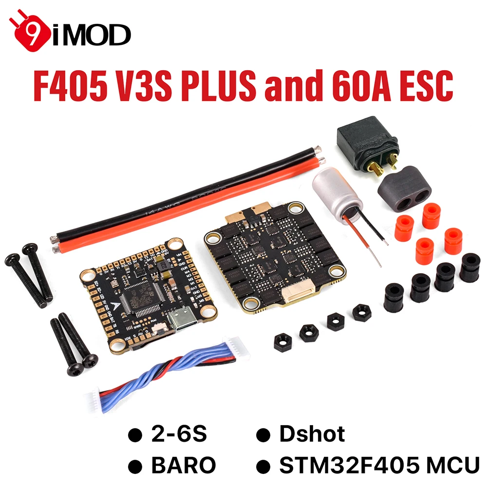 Полетный контроллер 9IMOD F405 V3.1S PLUS FC 4-в-1 с 8-битным встроенным барометром OSD и бесщеточным ESC 60A
Полетный контроллер 9IMOD F405 V3.1S PLUS FC 4-в-1 с 8-битным встроенным барометром OSD и бесщеточным ESC 60A