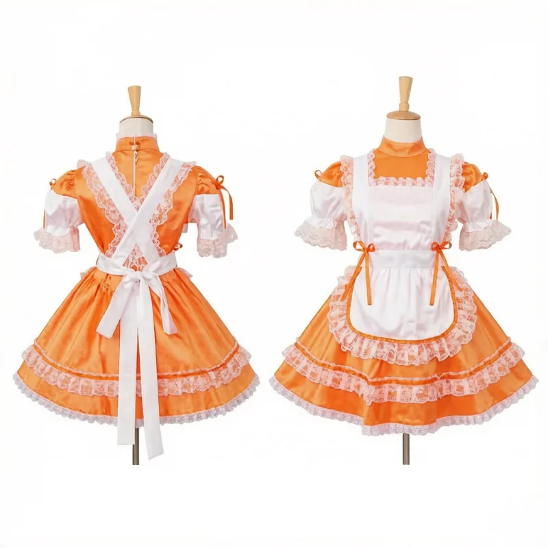 Sissy Maid Orange Satin Lockable Dress Cosplay Costumetailor-maid
Sissy Maid Orange Satin Lockable Dress Cosplay Costumetailor-maid