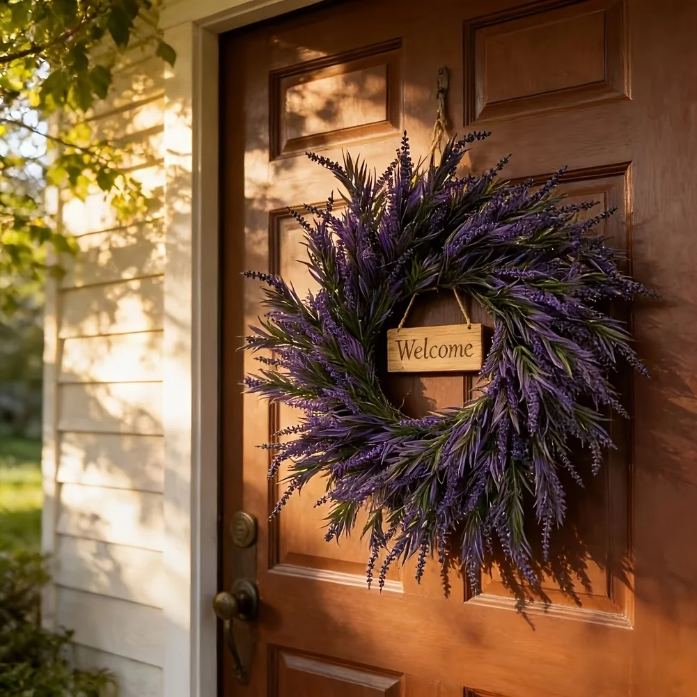 Decorative Lavender Wreath 60cm Artificial Plastic Hanging Floral Wreath for Door For Garden Porch Easy to Customize
Decorative Lavender Wreath 60cm Artificial Plastic Hanging Floral Wreath for Door For Garden Porch Easy to Customize