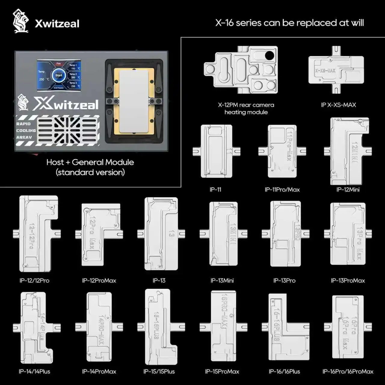 Xwitzeal JR1 for iPhone X-16PM/Android Intelligent Preheating Platform Motherboard Layered Cooling Platform CPU Repair Tool
Xwitzeal JR1 for iPhone X-16PM/Android Intelligent Preheating Platform Motherboard Layered Cooling Platform CPU Repair Tool