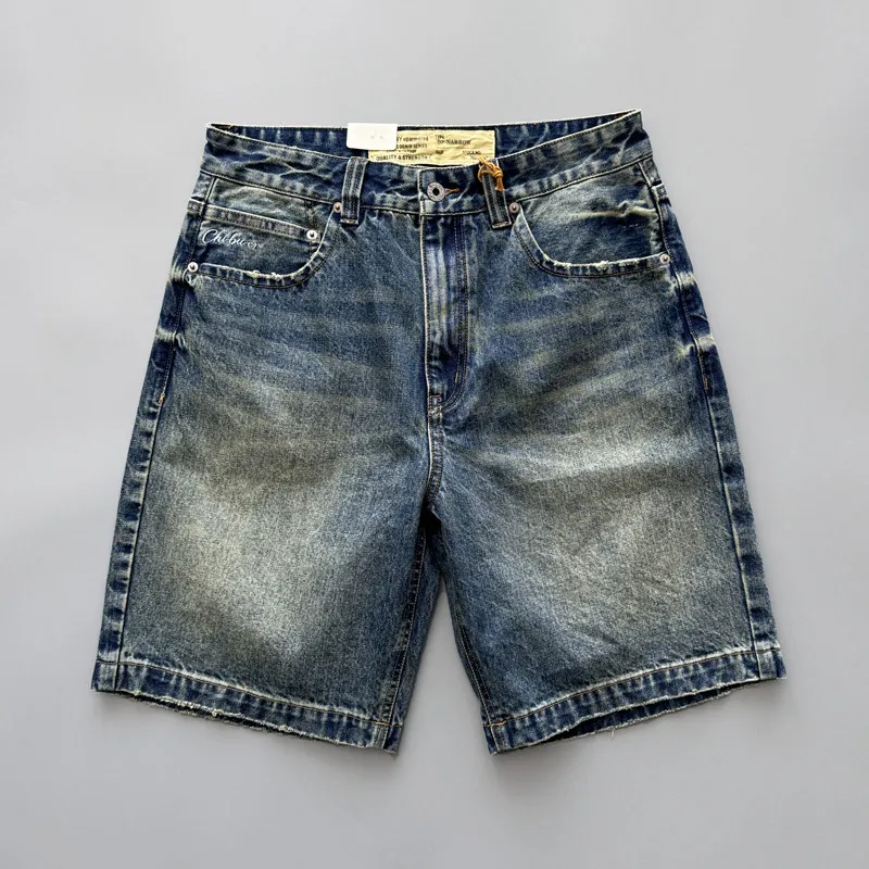 Summer American Vintage Casual Men's Light Blue Washed Straight Leg Denim Shorts Slightly Loose Fit Knee-Length Jeans for Men
Summer American Vintage Casual Men's Light Blue Washed Straight Leg Denim Shorts Slightly Loose Fit Knee-Length Jeans for Men