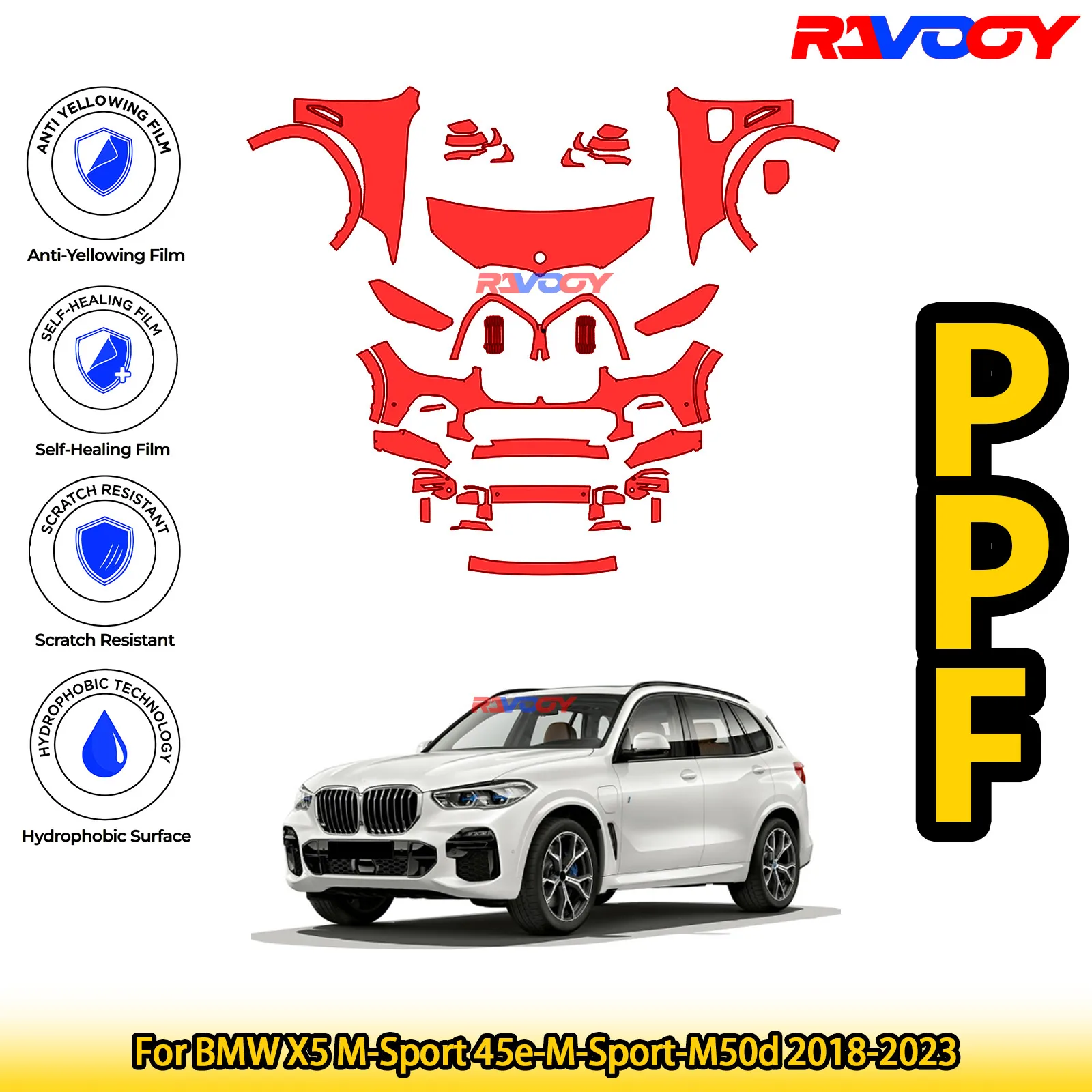 Для BMW X5 M-Sport 45e-M-Sport-M50d 2018-2023 глянцевый матовый черный предварительно вырезанный передний комплект PPF, защитная пленка для краски
Для BMW X5 M-Sport 45e-M-Sport-M50d 2018-2023 глянцевый матовый черный предварительно вырезанный передний комплект PPF, защитная пленка для краски