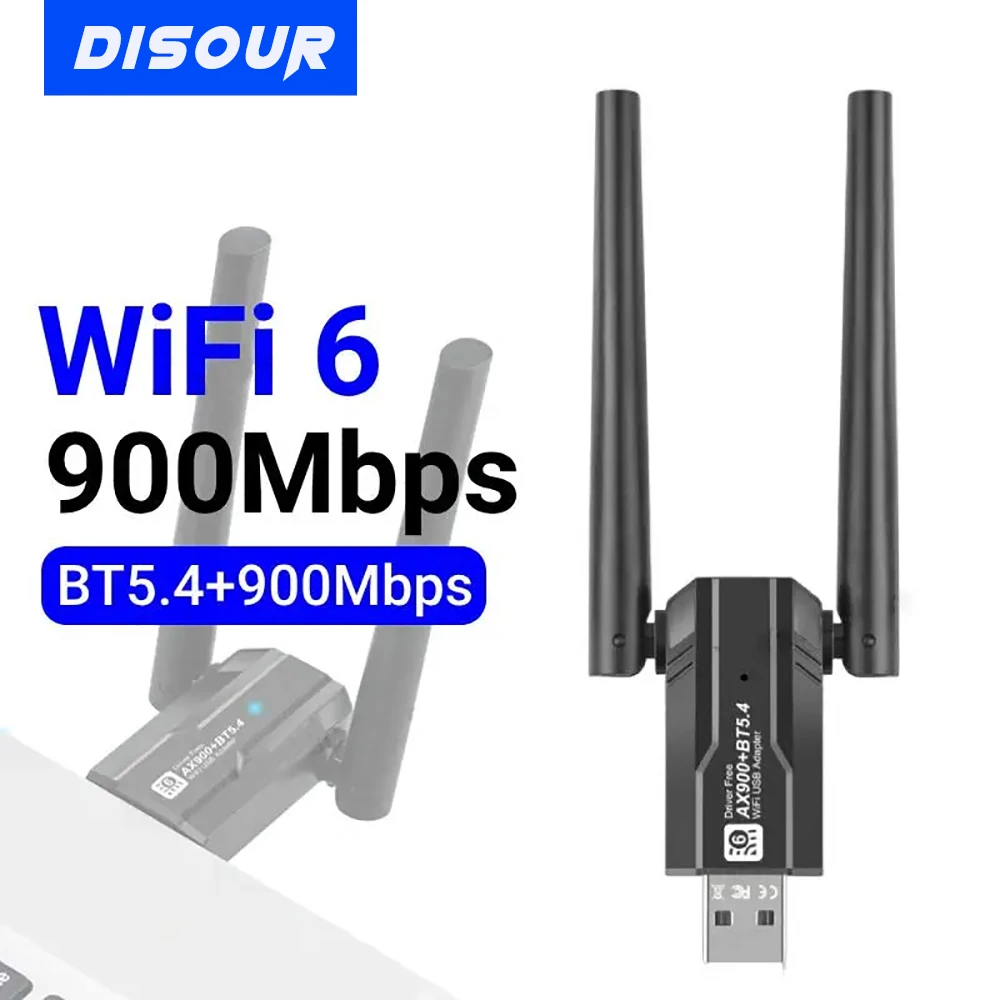 900Mbps USB WiFi6 Bluetooth 5.4 Adapter Wireless 2 Antennas Dual Band 2.4G/5.8GHz WiFi Dongle Network For Win10/11 DRIVER FREE
900Mbps USB WiFi6 Bluetooth 5.4 Adapter Wireless 2 Antennas Dual Band 2.4G/5.8GHz WiFi Dongle Network For Win10/11 DRIVER FREE