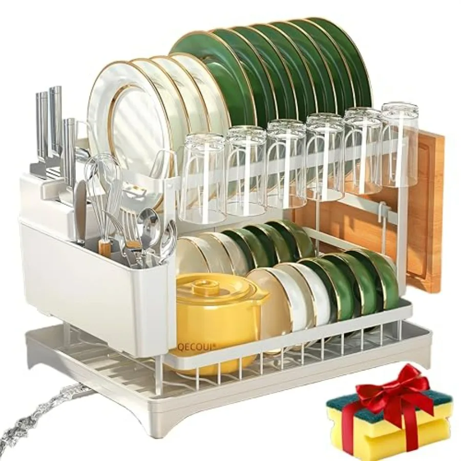 Двухуровневая сушилка для посуды с поддоном, металлическая, для кухонной столешницы, белая
Двухуровневая сушилка для посуды с поддоном, металлическая, для кухонной столешницы, белая