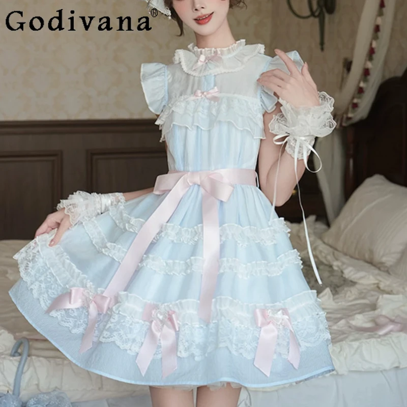 Spring Summer New Japanese Sweet Green Bow Fairy Cake Dress Fashion High Waist A-line Versatile Age-reducing Princess Dresses
Spring Summer New Japanese Sweet Green Bow Fairy Cake Dress Fashion High Waist A-line Versatile Age-reducing Princess Dresses