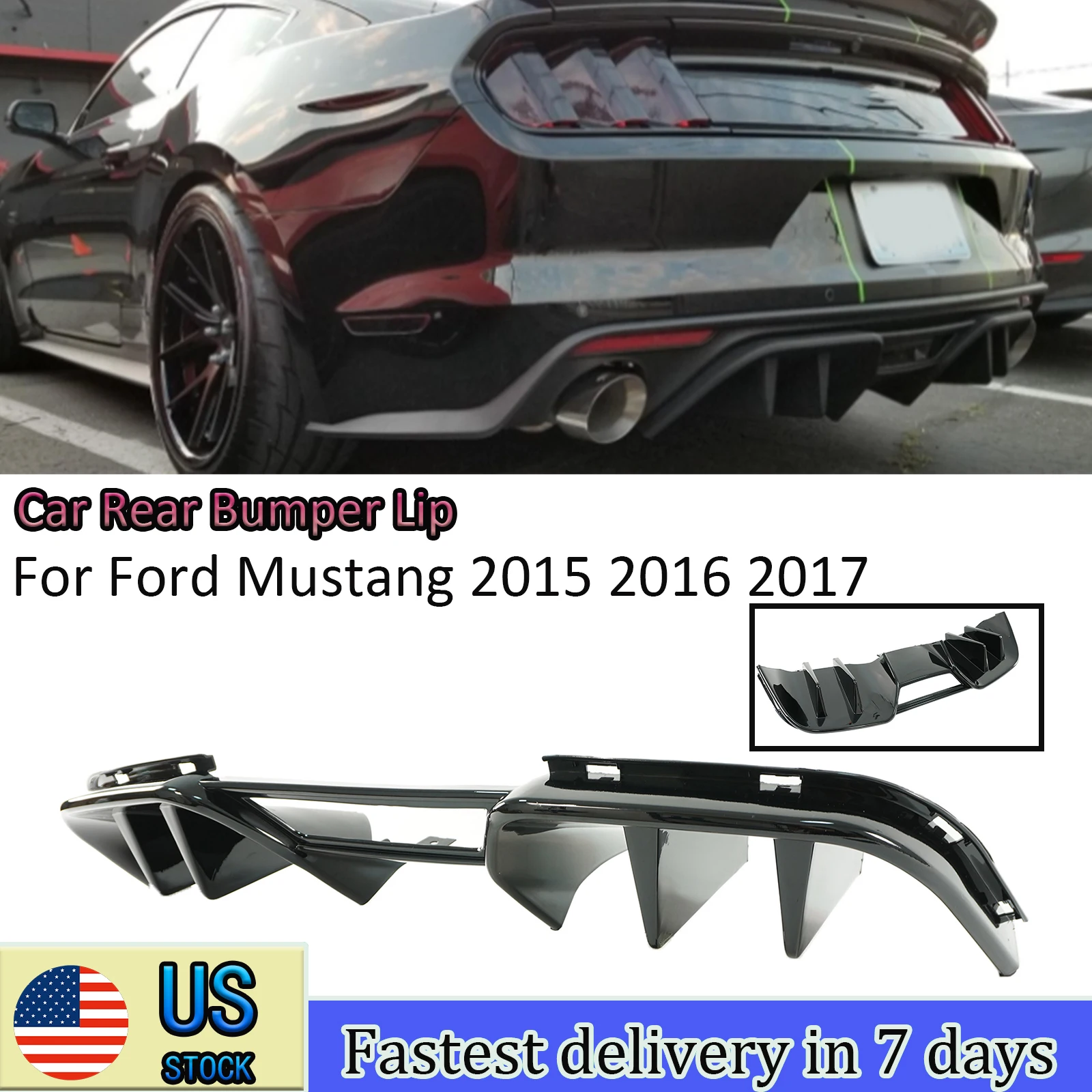 For Ford Mustang 2015 2016 2017 Rear Bumper Lip Automotive Parts ABS Plastic Glossy Black Spoiler Diffuser Splitter Body Kits
For Ford Mustang 2015 2016 2017 Rear Bumper Lip Automotive Parts ABS Plastic Glossy Black Spoiler Diffuser Splitter Body Kits