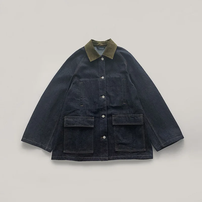 Withered Corduroy Splicing Loose Edition Original Color Cowboy Style Collar Jacket Top Women's Jacket Woman Clothes Tops
Withered Corduroy Splicing Loose Edition Original Color Cowboy Style Collar Jacket Top Women's Jacket Woman Clothes Tops