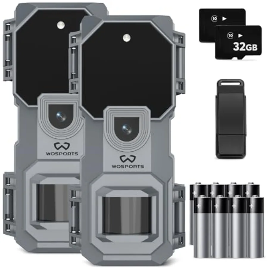 Mini Trail Camera 2 Pack for outdoor wildlife monitoring, ABS plastic body, black color, 32MP resolution with 1080P HD video, n
Mini Trail Camera 2 Pack for outdoor wildlife monitoring, ABS plastic body, black color, 32MP resolution with 1080P HD video, n