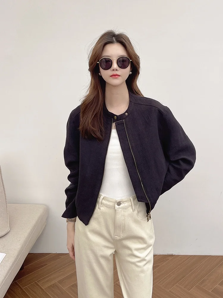 Korean Faion Linen Zipper ort Open Cardigan Women's Loose round Ne Top Bla Autumn New Sle Casual Streetwear
Korean Faion Linen Zipper ort Open Cardigan Women's Loose round Ne Top Bla Autumn New Sle Casual Streetwear