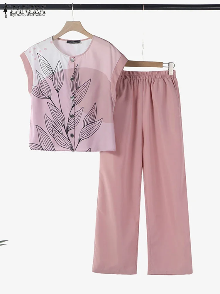 ZANZEA Summer Trousers Suits Fashion Women Matching Sets Elegant Short Sleeve Floral Blouse 2PCS Outfits Casual Work Tracksuits
ZANZEA Summer Trousers Suits Fashion Women Matching Sets Elegant Short Sleeve Floral Blouse 2PCS Outfits Casual Work Tracksuits