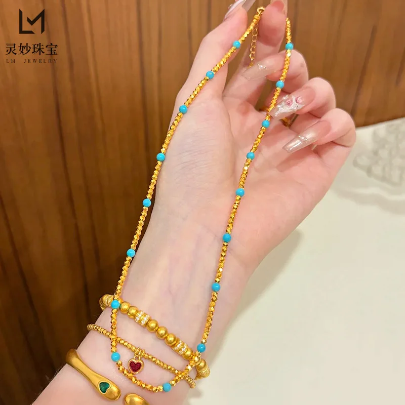 Женское ожерелье с бирюзой из диско-бусины из 24-каратного золота AU999, полированные блестящие диско-бусины, сочетающиеся с бирюзой для уличного стиля.
Женское ожерелье с бирюзой из диско-бусины из 24-каратного золота AU999, полированные блестящие диско-бусины, сочетающиеся с бирюзой для уличного стиля.