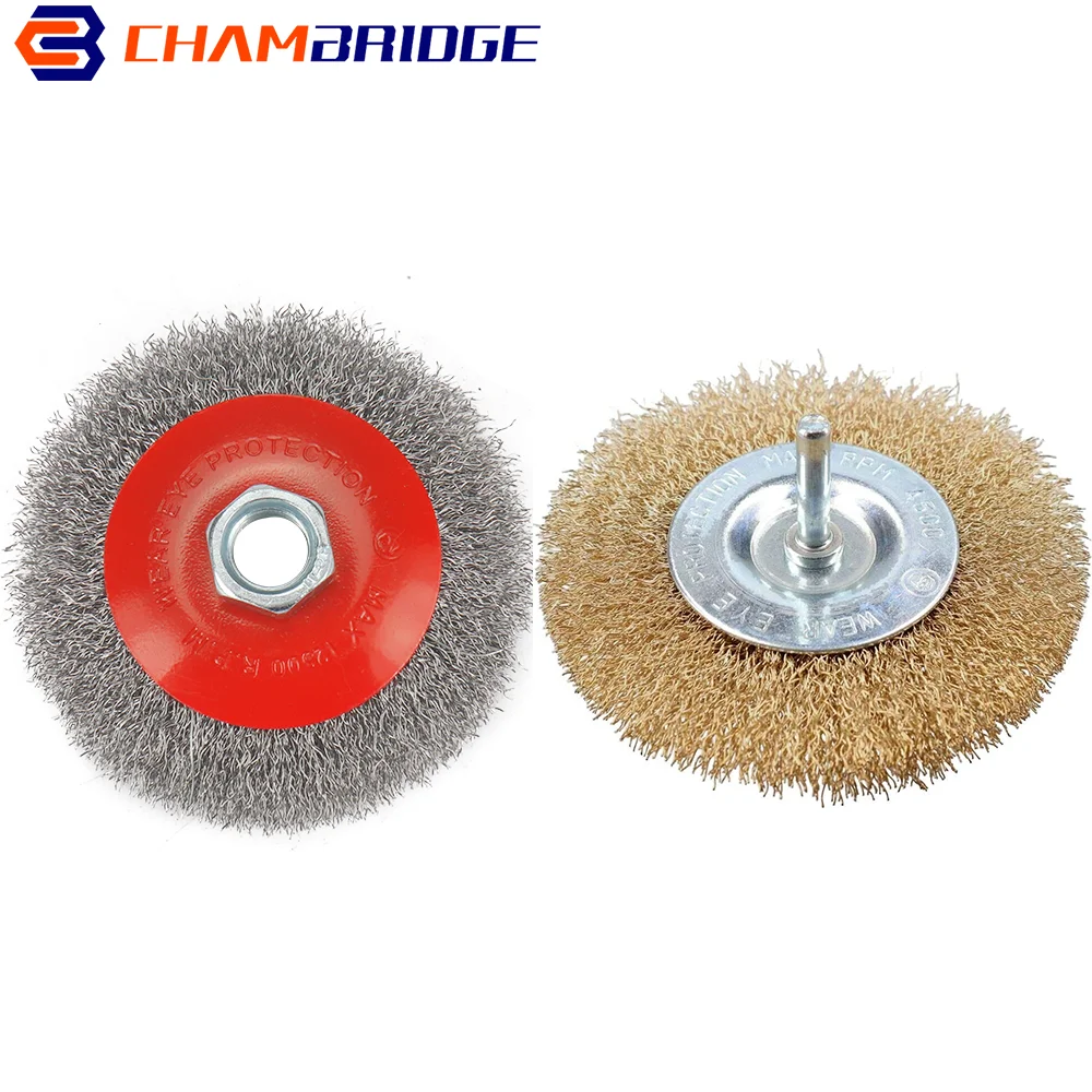 4 Inch Wire Wheel Brush Set 100mm Crimped Carbon Steel Brass Wire Wheel for Angle Grinder 1/4" Shank & M14 Thread Polishing Tool
4 Inch Wire Wheel Brush Set 100mm Crimped Carbon Steel Brass Wire Wheel for Angle Grinder 1/4" Shank & M14 Thread Polishing Tool