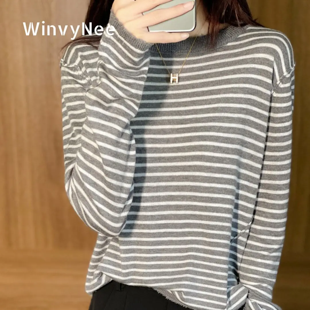 WinvyNee Women's Elegant Spring Knitted Pullovers Sweater Wool O Neck Long Sleeve Striped Comfortable Daily Wear Tops ZA1047003
WinvyNee Women's Elegant Spring Knitted Pullovers Sweater Wool O Neck Long Sleeve Striped Comfortable Daily Wear Tops ZA1047003