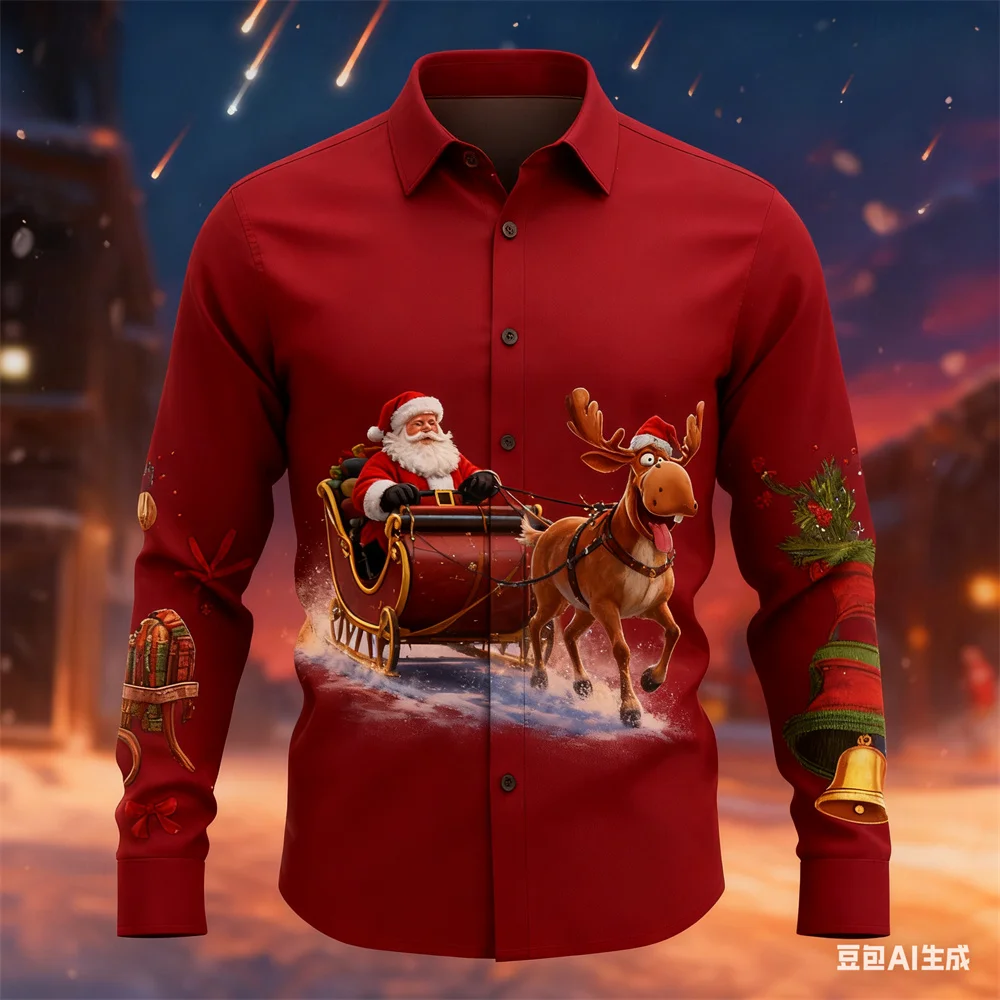 Рождественская мужская рубашка с длинными рукавами, рубашки с принтом Санта-Клауса для мужчин, осенне-зимняя мужская осенняя модная рождественская забавная рубашка
Рождественская мужская рубашка с длинными рукавами, рубашки с принтом Санта-Клауса для мужчин, осенне-зимняя мужская осенняя модная рождественская забавная рубашка